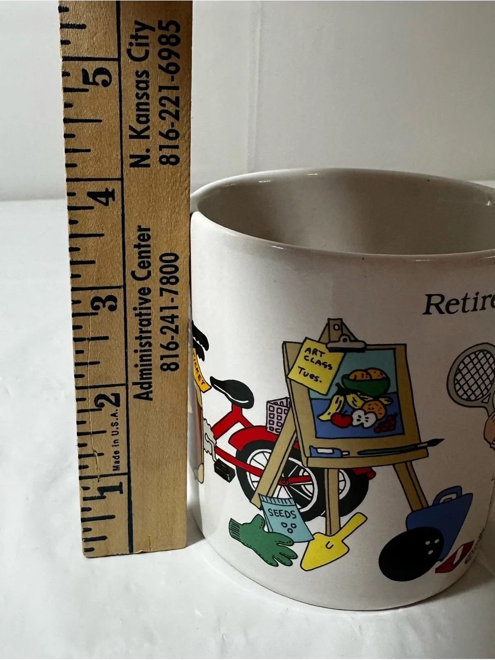 RETIRED AND LOVING IT Russ White Ceramic Mug with Black Logo